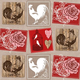 Serviette 33 x 33 cm  3 lagig, 20 Stück pro Packung " Roses And Roosters FSC Mix  "AMBIENTE