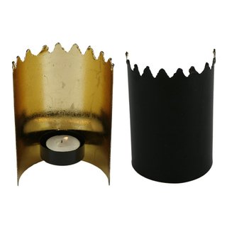 Teelichthalter,"Luxor","Krone",gold 10,5x6x14,5cm,Metall