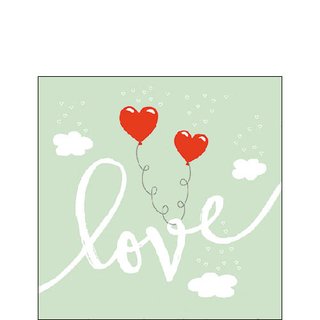 Serviette 25 x 25 cm  3 lagig, 20 Stück pro Packung " Love Balloons Mint FSC Mix " AMBIENTE