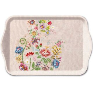 Tablett Melamin 13 x 21 cm, " Embroidery Flowers Rose " AMBIENTE