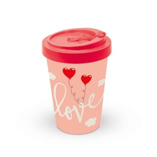 To Go Becher Bambus 400 ml 14 x 9,5 cm " Love Balloons Pale Rose "  AMBIENTE