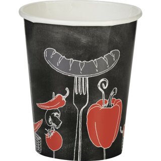 Pappbecher 8 St&uuml;ck pro P&auml;ckchen IHR " FIRE UP THE GRILL red "