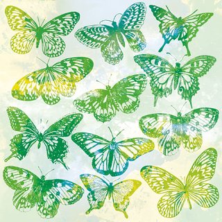 Serviette 25 x 25 cm  3 lagig, 20 Stück pro Packung "  Aquarell Butterflies Green FSC Mix" AMBIENTE