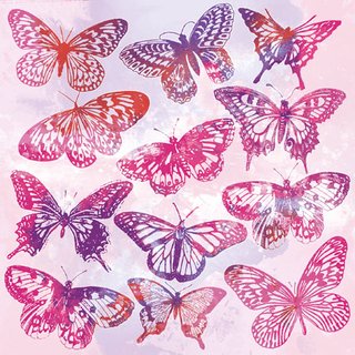 Serviette 25 x 25 cm  3 lagig, 20 Stück pro Packung "  Aquarell Butterflies Pink FSC Mix " AMBIENTE