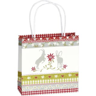 Geschenktasche " MOUNTAIN CHARM red "; IHR 18 x 6 x 18 cm