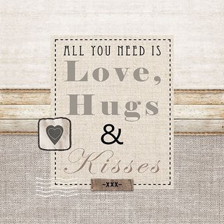Serviette 25 x 25 cm  3 lagig, 20 Stück pro Packung "Love Hugs & Kisses FSC Mix"AMBIENTE
