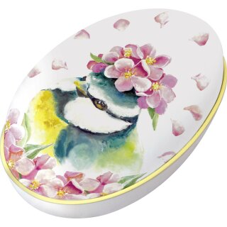 BEAUTIFUL BIRD white Blechdose Ei 11 x 7,7 cm