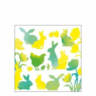 Serviette 25 x 25 cm  3 lagig, 20 Stück pro Packung " Easter Silhouettes Green FSC Mix " AMBIENTE