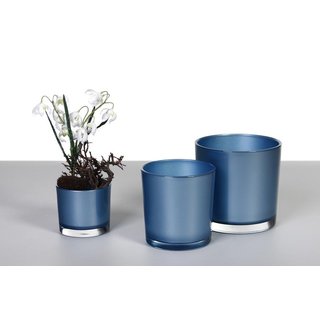 Zylinder Vase Kalle eisblau metallic  D 14H 14 LAVIDA