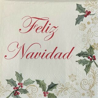 Serviette 33 x 33 cm  3 lagig, 20 Stück pro Packung "   Feliz Navidad FSC Mix " AMBIENTE