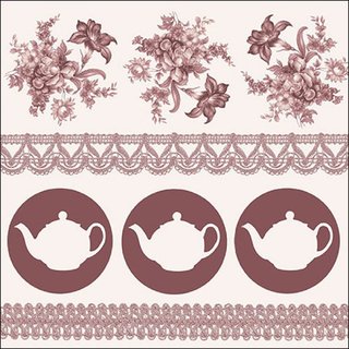 Serviette 33 x 33 cm  3 lagig, 20 Stück pro Packung "  Teapots Brown FSC Mix "AMBIENTE