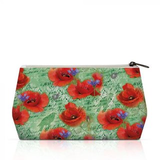 Kosmetiktasche 100% Baumwolle 25x12x7,5 cm " Painted Poppies Green " AMBIENTE