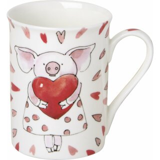 Becher Bone China IHR  "PIGGY LOVE " Durchmesser 8,5 cm, Höhe 8,5 cm