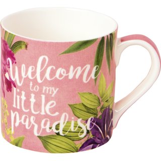 Becher Bone China IHR  " WELCOME TO PARADISE apricot " Durchmesser 8,5 cm, Höhe 8,5 cm