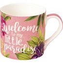 Becher Bone China IHR  " WELCOME TO PARADISE apricot...
