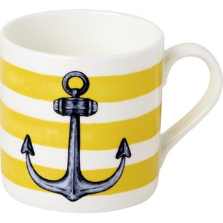 Becher Bone China IHR  " SAILORS ANCHOR yellow " Durchmesser 8,5 cm, Höhe 8,5 cm