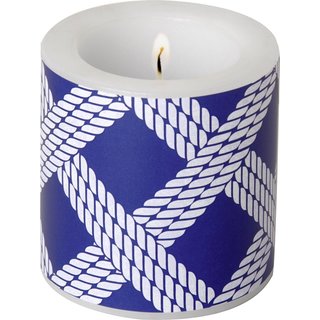 Windlicht Kerze " SAILORS ROPE blue " IHR, H 7,5 cm, D 7,5 cm