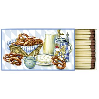 Streichholzschachtel " BAYRISCHE BROTZEIT blue "; IHR, 11,1 x 6,3 cm