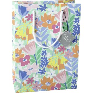 Geschenktasche  B 20 x H 27,5 x T 10 cm  "FLOWER COLLAGE light green"; IHR