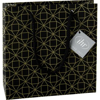 Geschenktasche " SQUARE PATTERN black "; IHR 18 x 6 x 18 cm