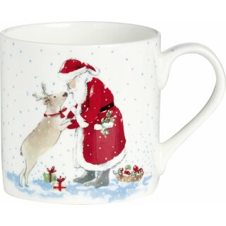 Becher Bone China IHR  (SANTAS BEST FRIEND white) Durchmesser 8,5 cm, Höhe 8,5 cm