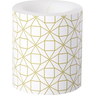 Windlicht Kerze " SQUARE PATTERN gold " IHR, H 10 cm, D 9 cm