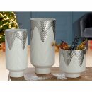 Keramik Vase "Lavina" matt weiss/silber 24 x 12...