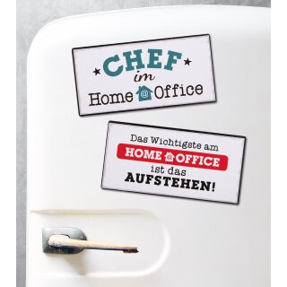 Metall Magnet creme/rot/mint, "CHEF im Home Office"+"Das GILDE