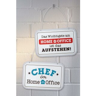 Metall Schild Weish."Home Office" sortiert creme/rot/mint, Metall-Druck 15 x 10 cm GILDE