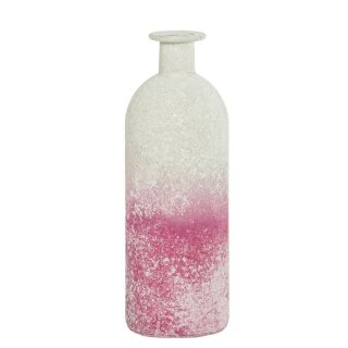 Glasvase 7x20,5cm Farbe: rosé-weiß