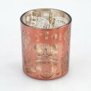 Teelichtglas Afrikamasken 8 x 8 x 8,8 cm, braun/gold