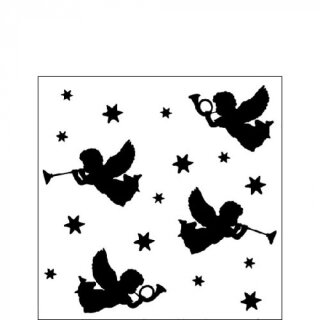 Serviette 25 x 25 cm  3 lagig, 20 Stück pro Packung " Trumpet Angels Black " AMBIENTE