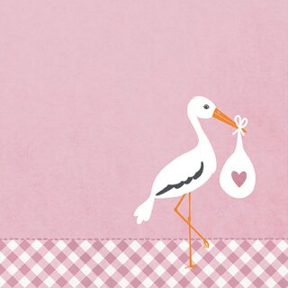Serviette 33 x 33 cm  3 lagig, 20 Stück pro Packung " Love Stork pink FSC Mix "AMBIENTE