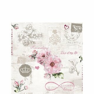 Serviette 33 x 33 cm  3 lagig, 20 Stück pro Packung " Eternal Love FSC Mix "AMBIENTE
