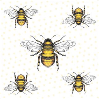 Serviette 33 x 33 cm  3 lagig, 20 Stück pro Packung " Flying Bees FSC Mix "AMBIENTE