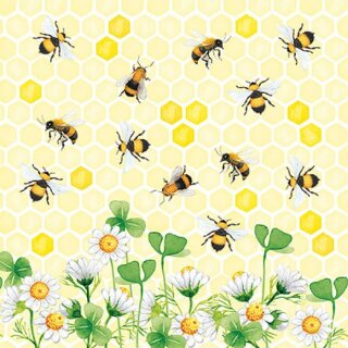 Serviette 33 x 33 cm  3 lagig, 20 Stück pro Packung " Bees Joy FSC Mix "AMBIENTE