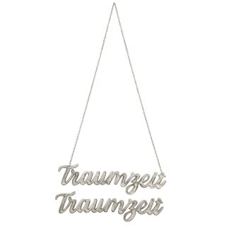 Aluminium Hänger "Traumzeit" VE 4 mit Kette zum Hängen 34 x 9 x 1 cm GILDE