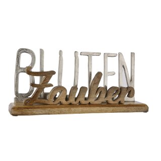 Holz Schriftzug"Blüten Zauber" Mangoholz 43 x 17 x 8 cm GILDE