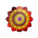 Edelstahl Windspiel "Mandala" bunt mit roter Glaskugel, am Draht, gelasert  90 x 25 cm GILDE