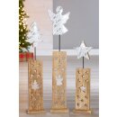 Holz Standrelief Engel/Baum/Stern "Winterkinder" sortiert Mangoholz, emailliert, grün/weiß, Wald Motiv  15 x 72 x 7 cm GILDE