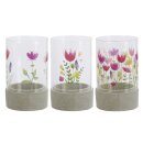 Zement Windlicht Blumenwiese sortiert rund,...