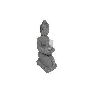Keramik-Buddha mit Windlicht grau, ca. 36x14,5x11cm im Fotokarton