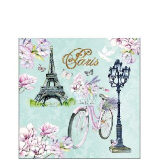 Serviette 25 x 25 cm  3 lagig, 20 Stück pro Packung ( Bike in Paris  ) FSC Mix AMBIENTE