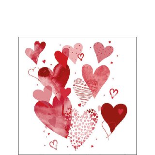 Serviette 25 x 25 cm  3 lagig, 20 Stück pro Packung ( With love red ) FSC Mix AMBIENTE