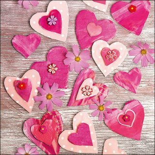 Serviette 33 x 33 cm  3 lagig, 20 Stück pro Packung (  Heart All Over )  FSC Mix "AMBIENTE