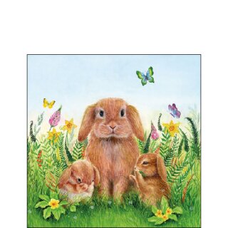 Serviette 25 x 25 cm  3 lagig, 20 Stück pro Packung ( Rabbit family  ) FSC Mix AMBIENTE