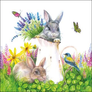 Serviette 33 x 33 cm  3 lagig, 20 Stück pro Packung (  Young rabbits )  FSC Mix "AMBIENTE