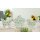 MDF Standdeko  ( Blumenwiese ) weiß/gelb/grün, Blume/Vogel/Schmetterling 16,6 x 16 x 2 cm  GILDE
