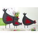 Huhn  ( Bertha )  auf Holzbase (mitte) dunkelgrau/weinrot...