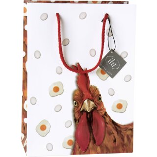 Geschenktasche  B 20 x H 27,5 x T 10 cm  ( OH MY ROOSTER ) IHR